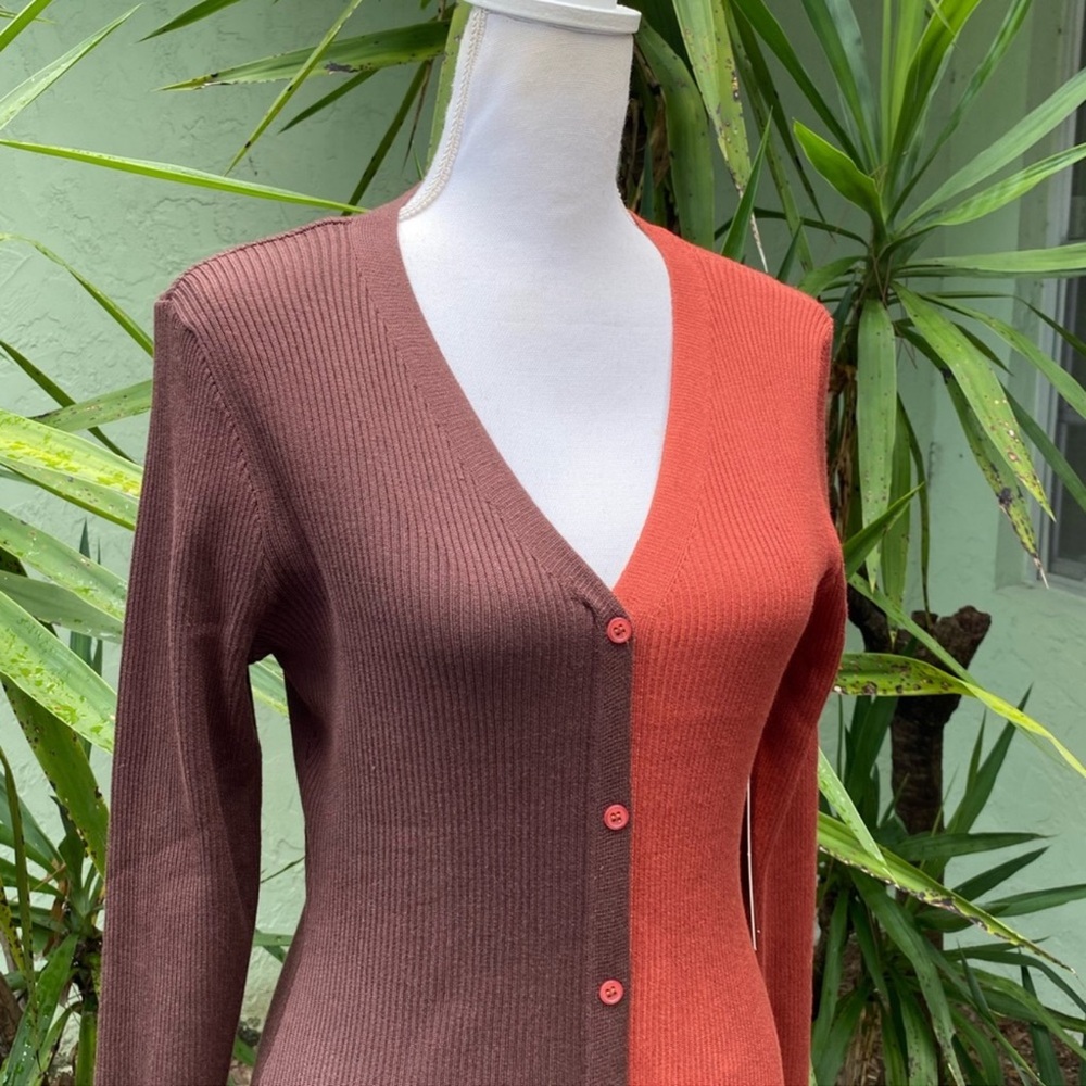 Bronze Rust Orange Brown Color Block Sweater Dress